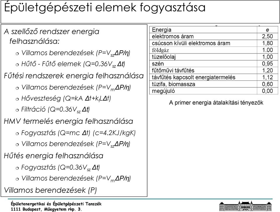 36V sz t) HMV termelés energia felhasználása Fogyasztás (Q=mc t) (c=4.