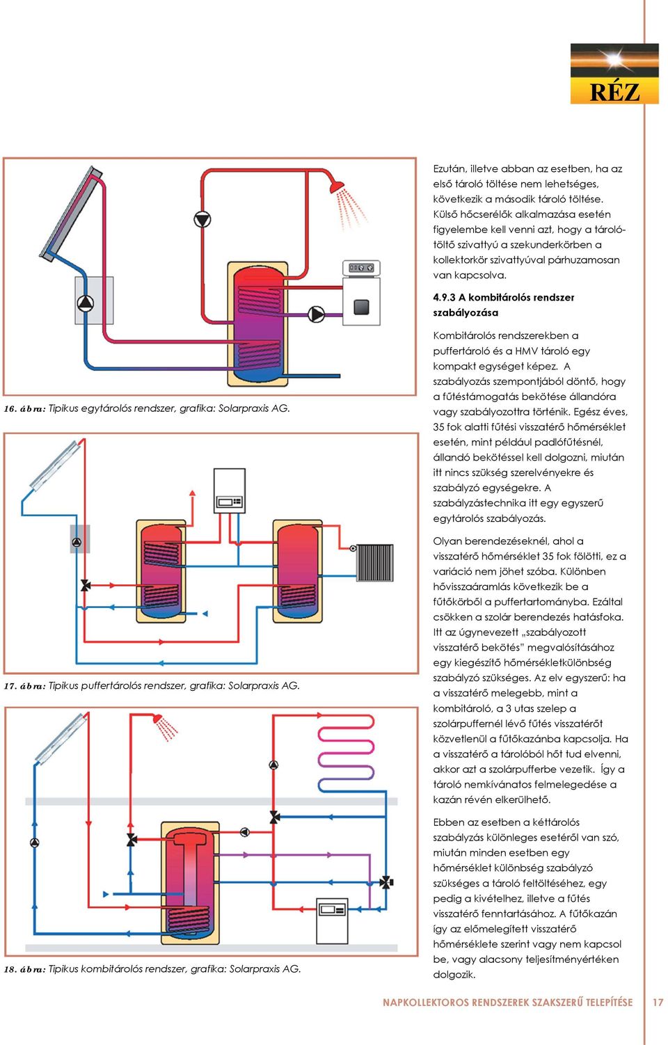 3 A kombitárolós rendszer szabályozása 16. ábra: Tipikus egytárolós rendszer, grafika: Solarpraxis AG. 17. ábra: Tipikus puffertárolós rendszer, grafika: Solarpraxis AG. 18.