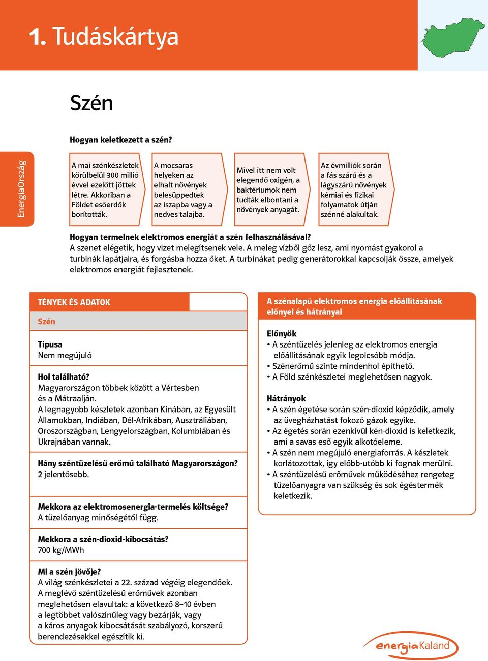 Az évmilliók során a fás szárú és a lágyszárú növények kémiai és fizikai folyamatok útján szénné alakultak. Hogyan termelnek elektromos energiát a szén felhasználásával?