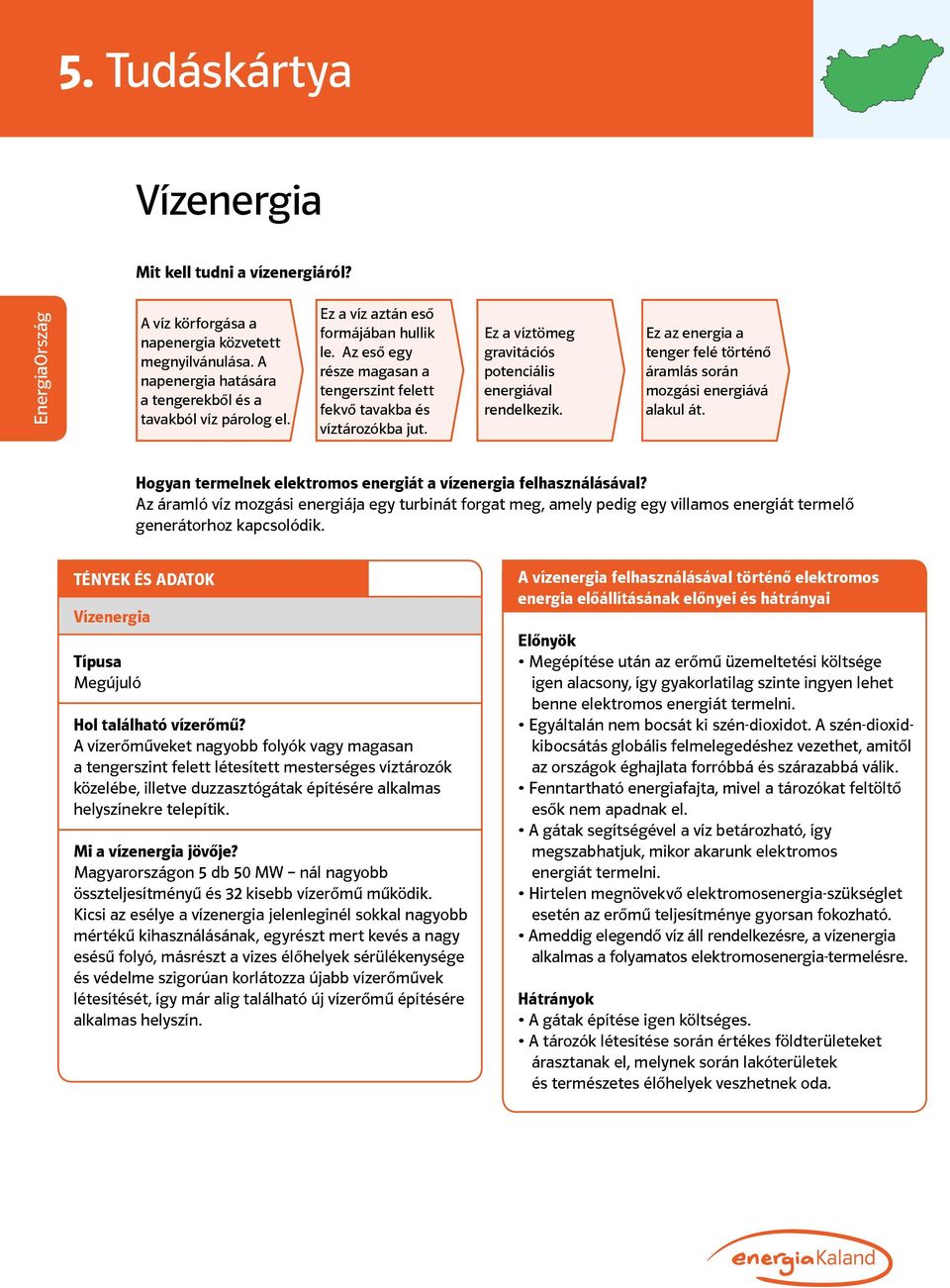 Ez az energia a tenger felé történő áramlás során mozgási energiává alakul át. Hogyan termelnek elektromos energiát a vízenergia felhasználásával?