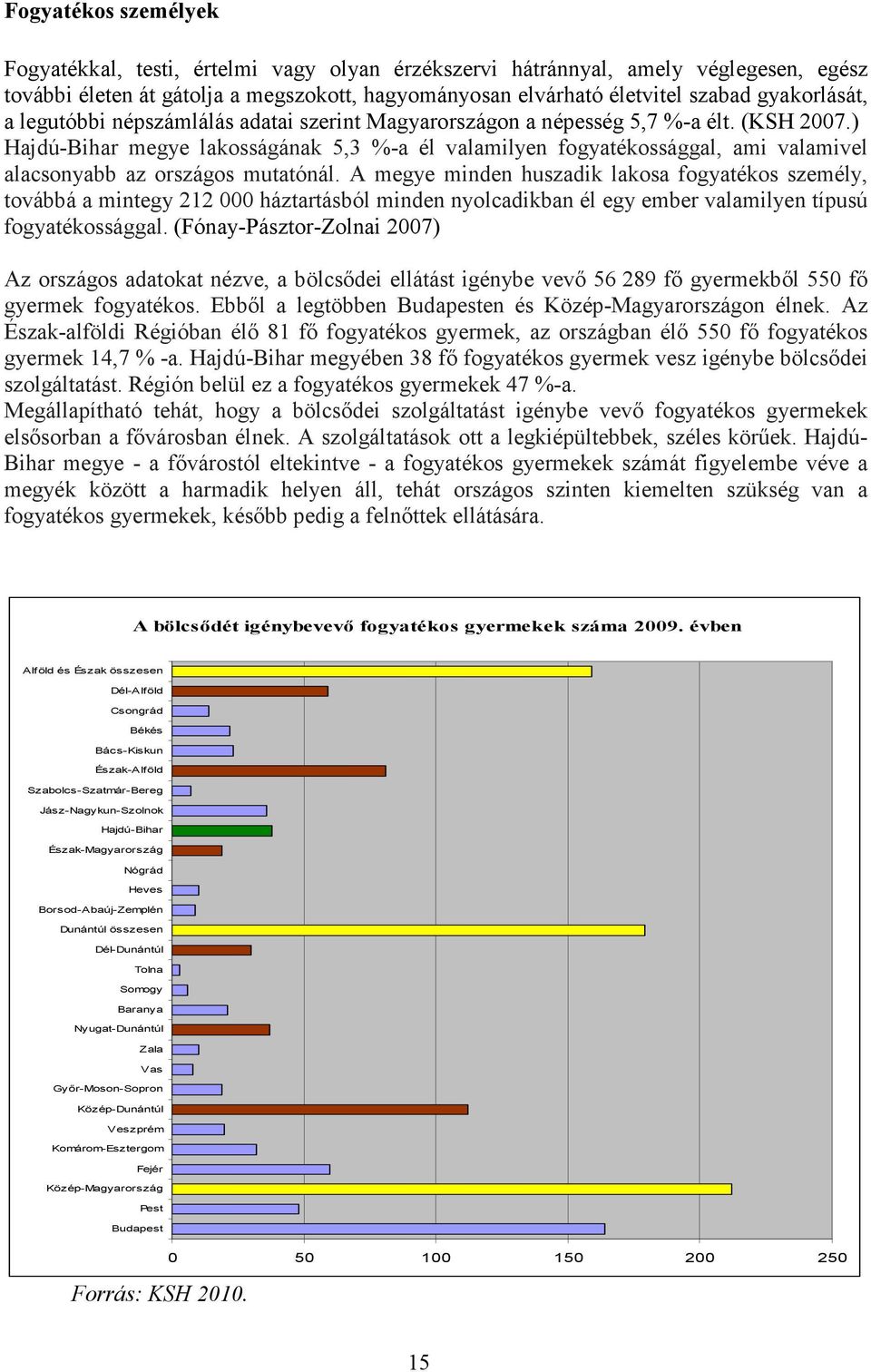 ) Hajdú-Bihar megye lakosságának 5,3 %-a él valamilyen fogyatékossággal, ami valamivel alacsonyabb az országos mutatónál.