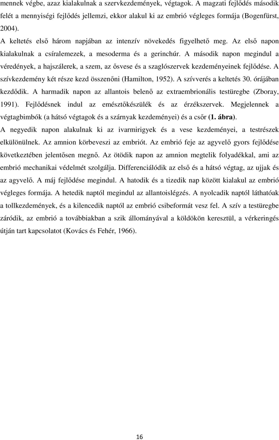 A második napon megindul a véredények, a hajszálerek, a szem, az ősvese és a szaglószervek kezdeményeinek fejlődése. A szívkezdemény két része kezd összenőni (Hamilton, 1952).