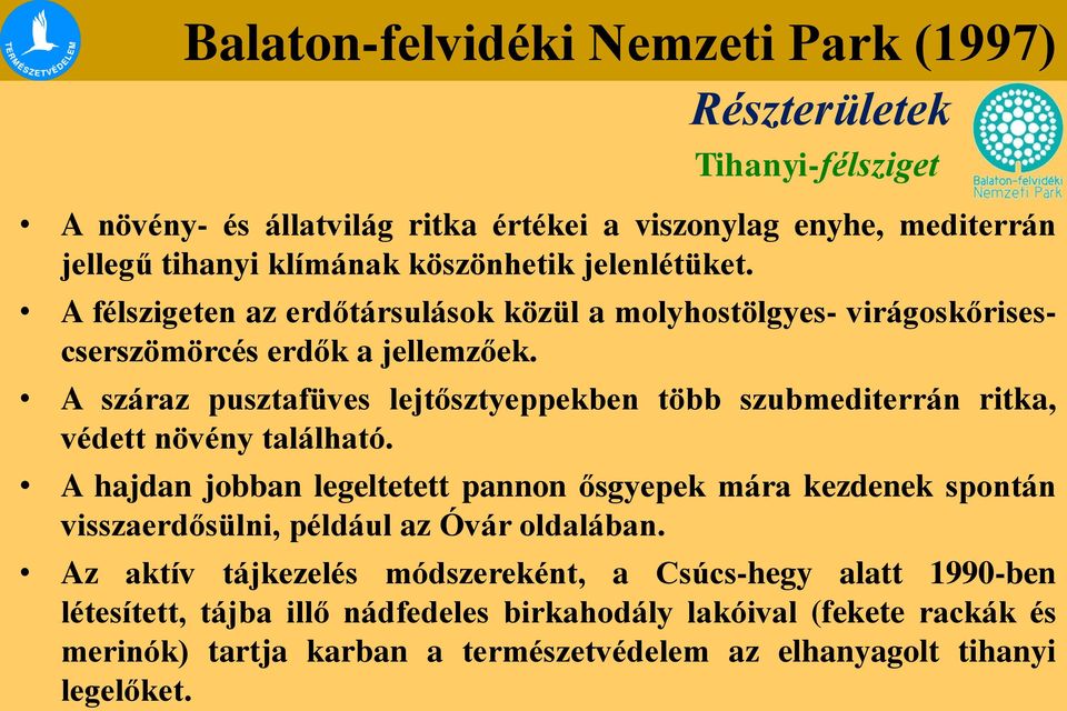 A száraz pusztafüves lejtősztyeppekben több szubmediterrán ritka, védett növény található.