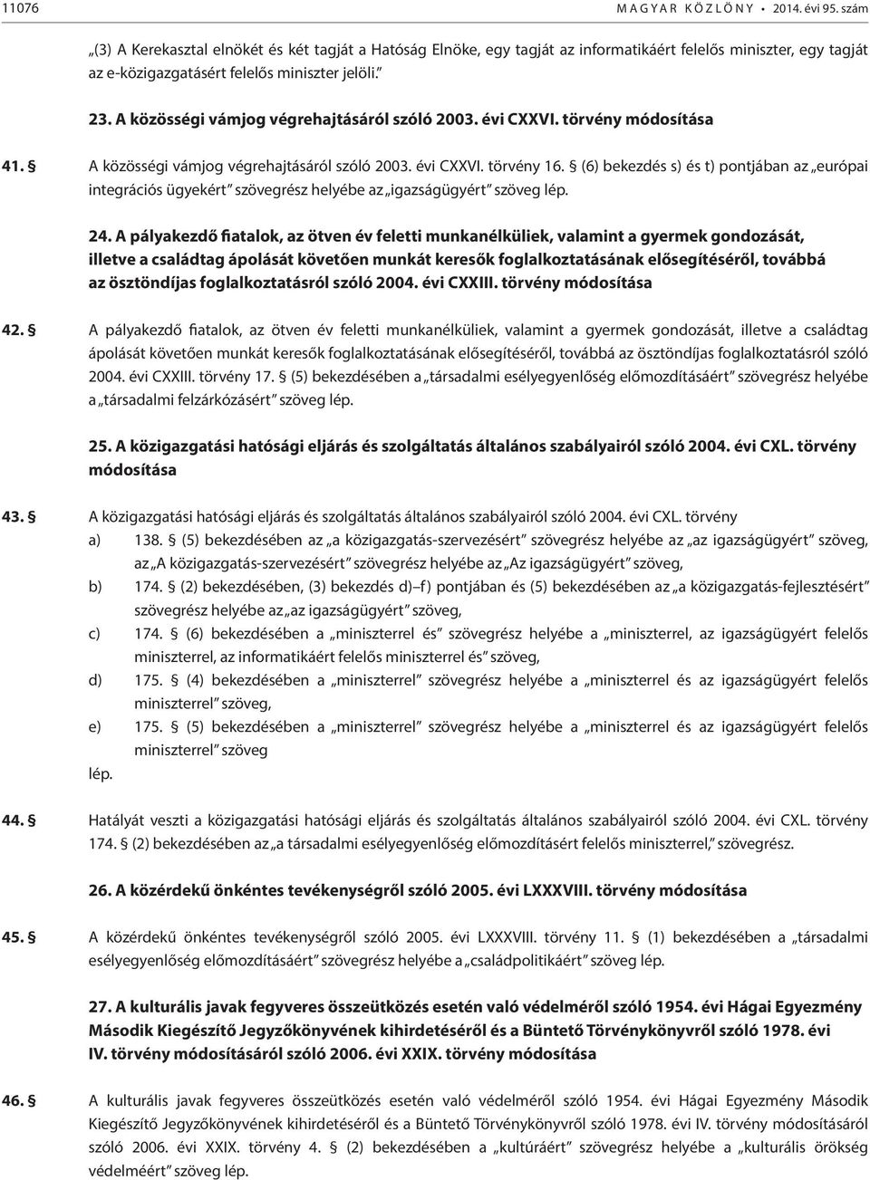 A közösségi vámjog végrehajtásáról szóló 2003. évi CXXVI. törvény módosítása 41. A közösségi vámjog végrehajtásáról szóló 2003. évi CXXVI. törvény 16.