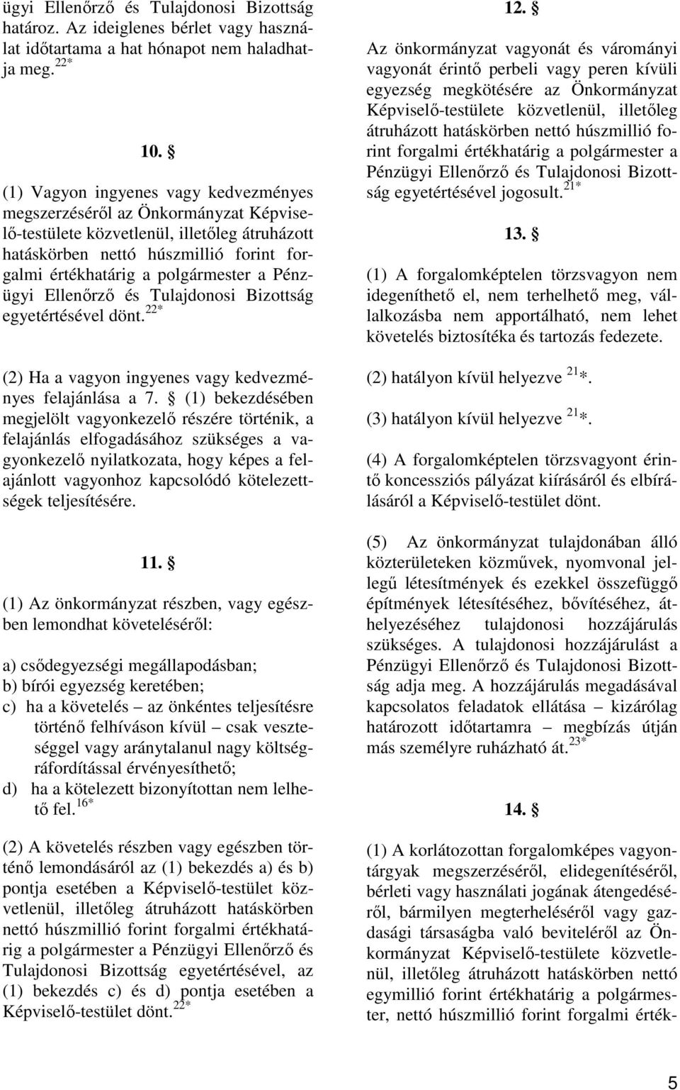 Pénzügyi Ellenırzı és Tulajdonosi Bizottság egyetértésével dönt. 22* (2) Ha a vagyon ingyenes vagy kedvezményes felajánlása a 7.