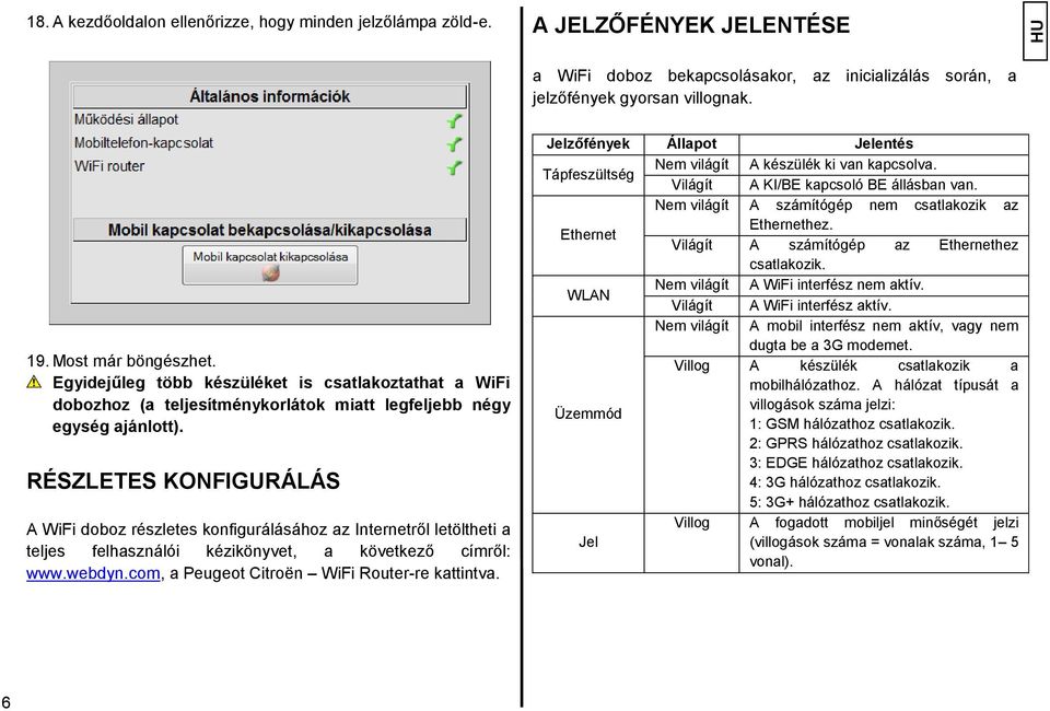 RÉSZLETES KONFIGURÁLÁS A WiFi doboz részletes konfigurálásához az Internetről letöltheti a teljes felhasználói kézikönyvet, a következő címről: www.webdyn.