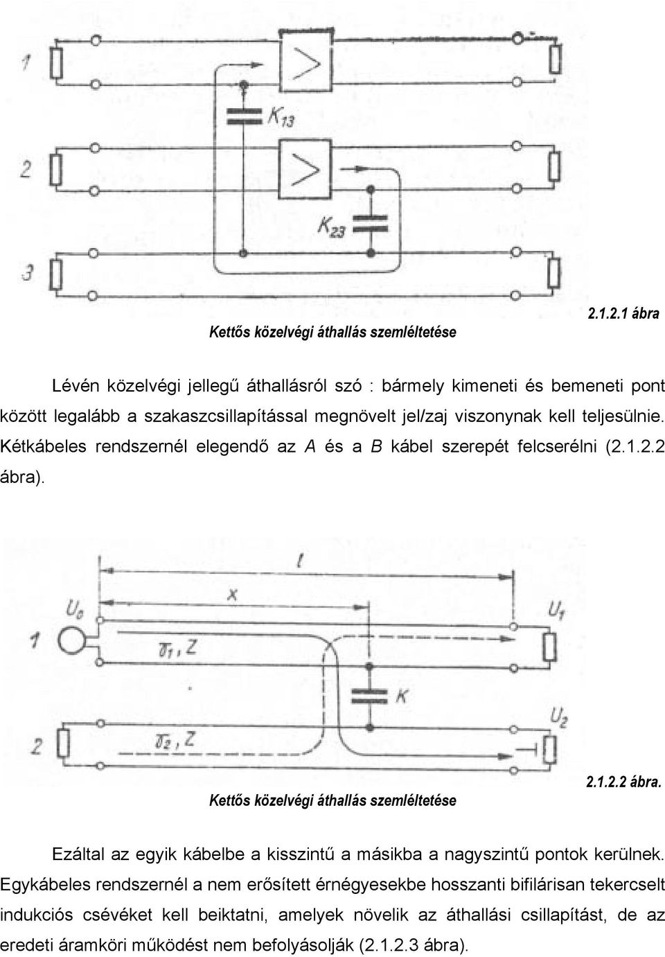 teljesülnie. Kétkábeles rendszernél elegendő az A és a B kábel szerepét felcserélni (2.1.2.2 ábra)