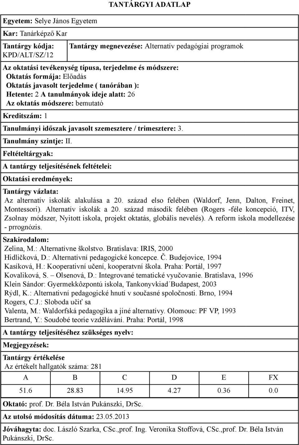 század második felében (Rogers -féle koncepció, ITV, Zsolnay módszer, Nyitott iskola, projekt oktatás, globális nevelés). A reform iskola modellezése - prrognózis. Zelina, M.: Alternatívne školstvo.