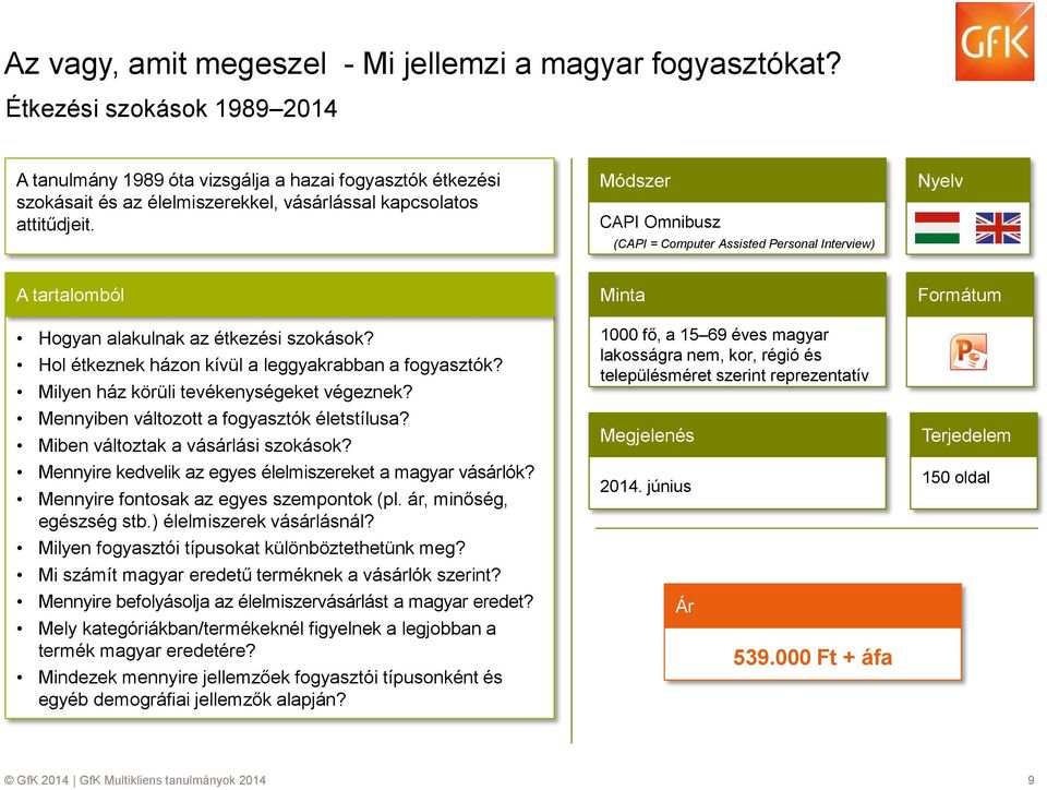 Módszer CAPI Omnibusz (CAPI = Computer Assisted Personal Interview) Hogyan alakulnak az étkezési szokások? Hol étkeznek házon kívül a leggyakrabban a fogyasztók?