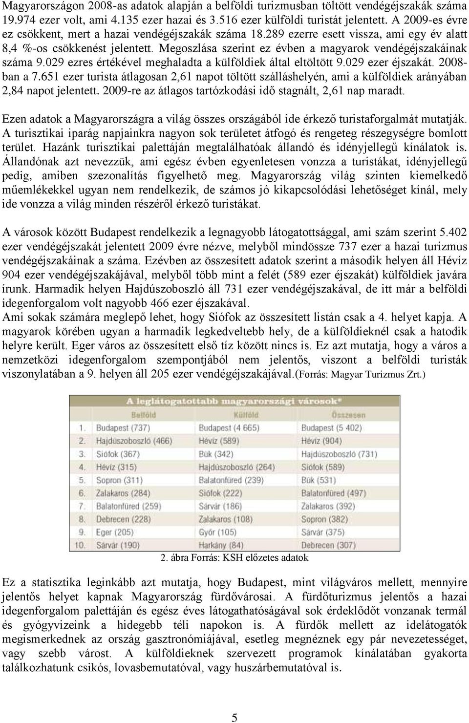 Megoszlása szerint ez évben a magyarok vendégéjszakáinak száma 9.029 ezres értékével meghaladta a külföldiek által eltöltött 9.029 ezer éjszakát. 2008- ban a 7.