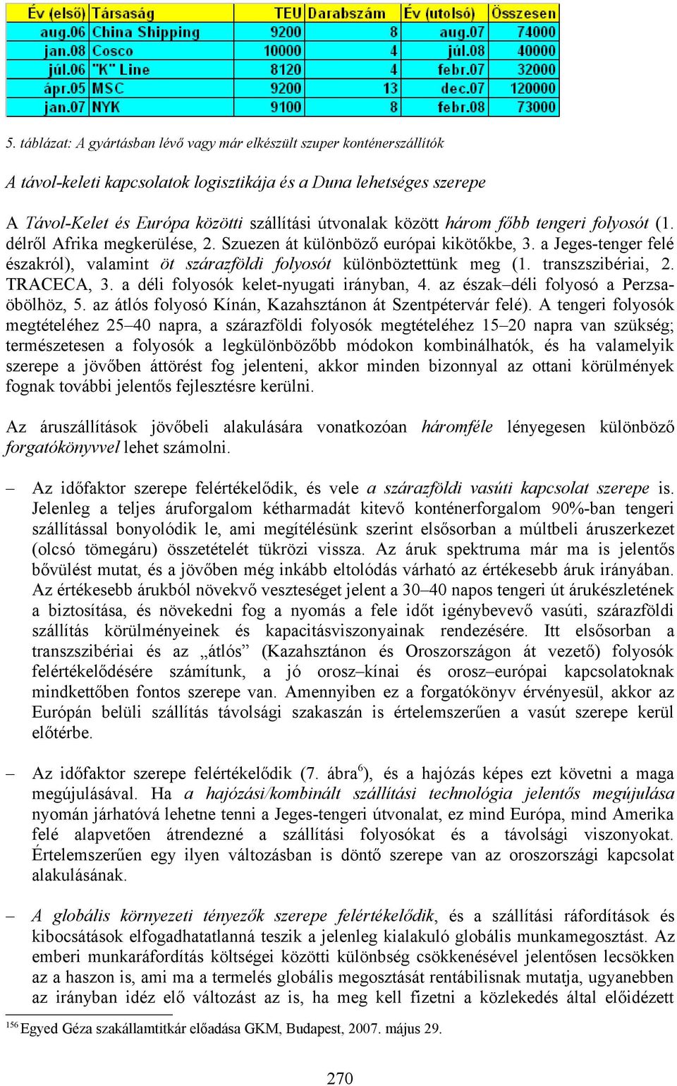 transzszibériai, 2. TRACECA, 3. a déli folyosók kelet-nyugati irányban, 4. az észak déli folyosó a Perzsaöbölhöz, 5. az átlós folyosó Kínán, Kazahsztánon át Szentpétervár felé).