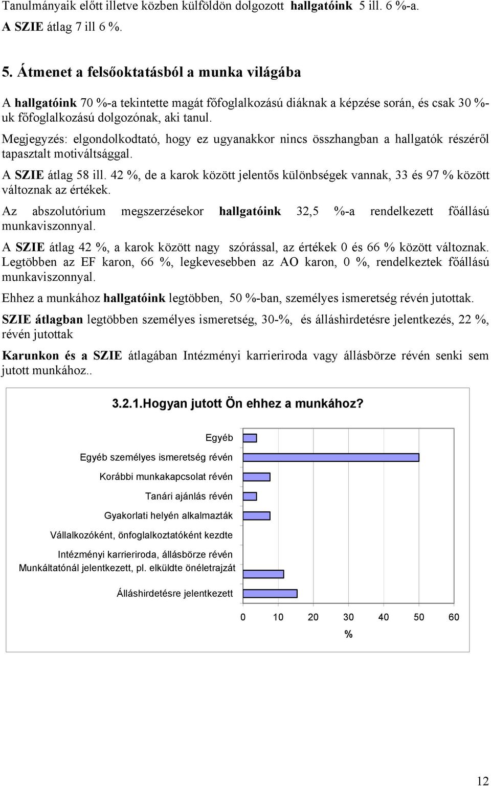 Átmenet a felsőoktatásból a munka világába A hallgatóink 7 -a tekintette magát főfoglalkozású diáknak a képzése során, és csak 3 - uk főfoglalkozású dolgozónak, aki tanul.