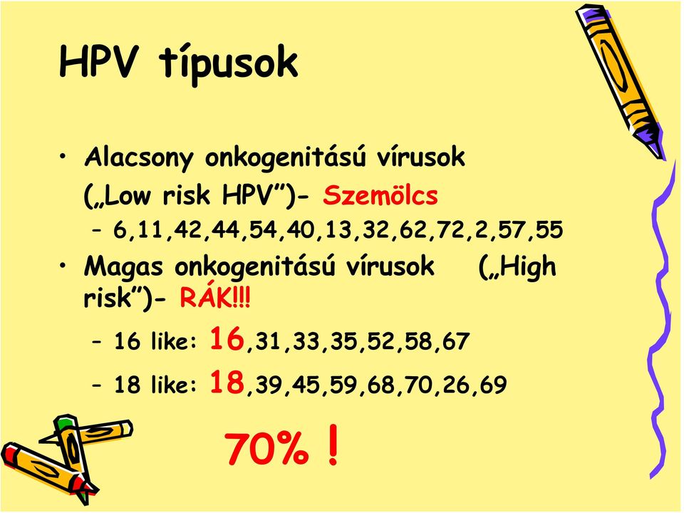 Magas onkogenitású vírusok ( High risk )- RÁK!