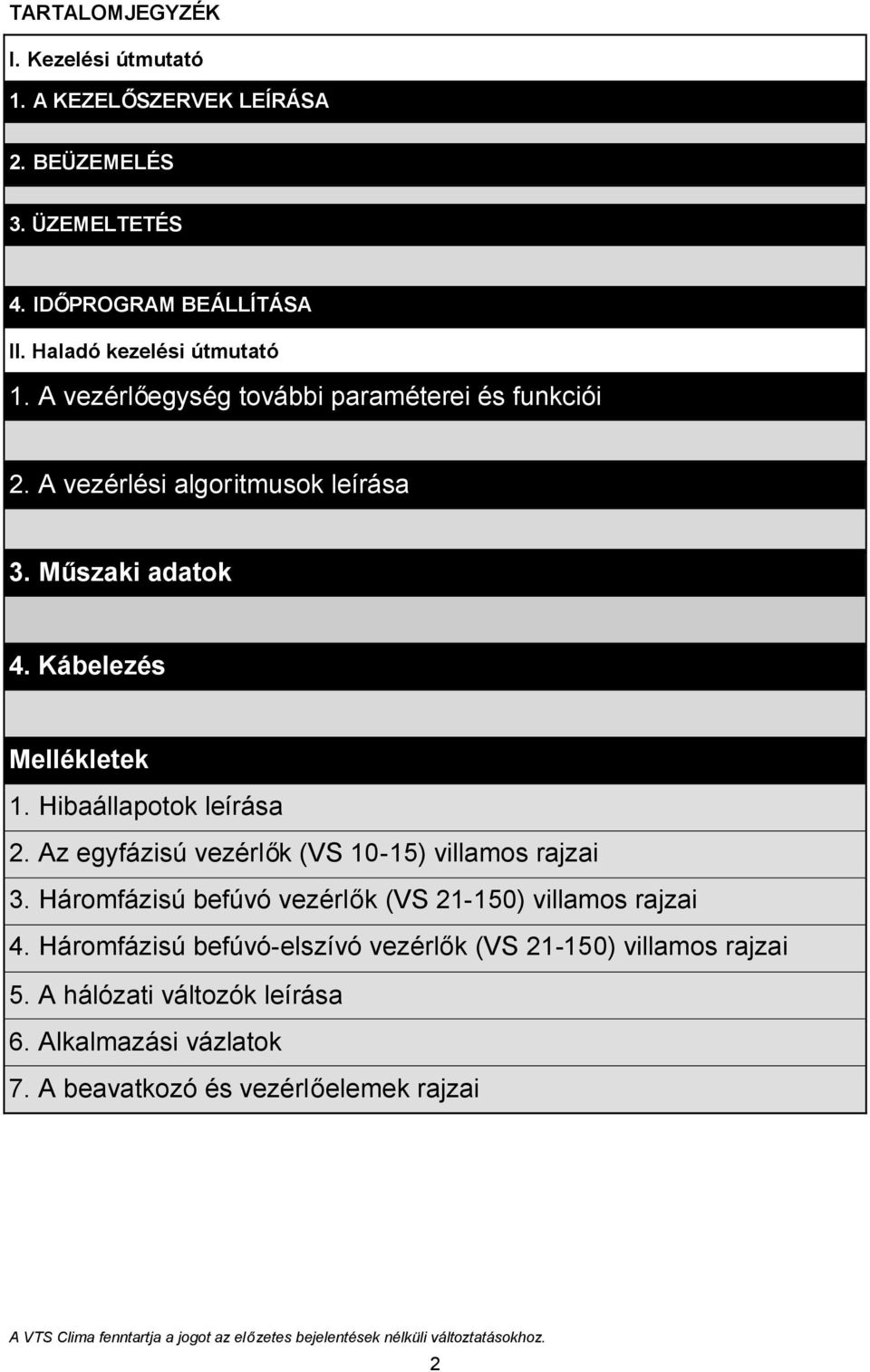 Kábelezés ellékletek. Hibaállapotok leírása. Az egyfázisú vezérlők (VS 0-5) villamos rajzai 3.