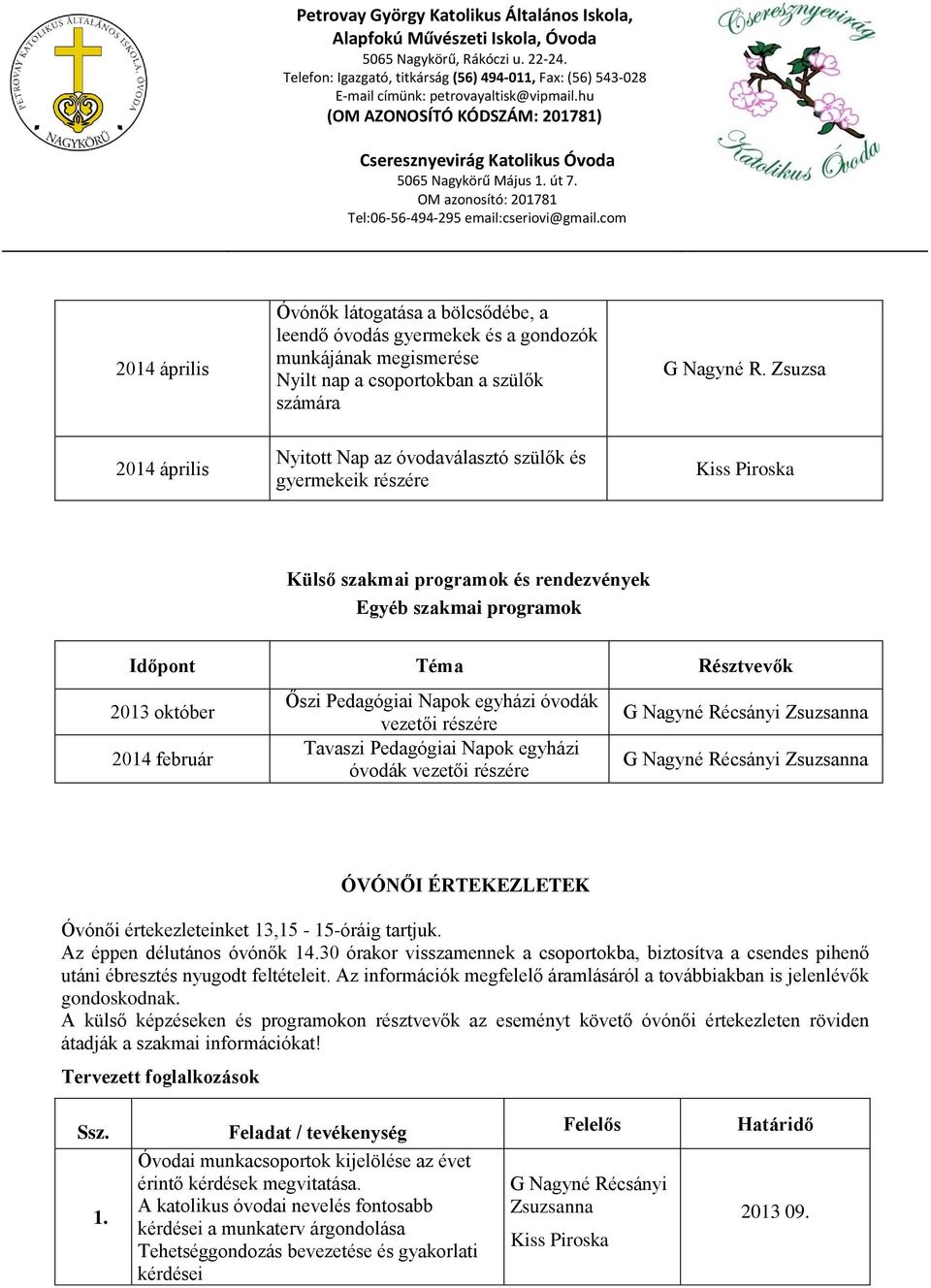 Pedagógiai Napok egyházi óvodák vezetői részére Tavaszi Pedagógiai Napok egyházi óvodák vezetői részére G Nagyné Récsányi Zsuzsanna G Nagyné Récsányi Zsuzsanna ÓVÓNŐI ÉRTEKEZLETEK Óvónői