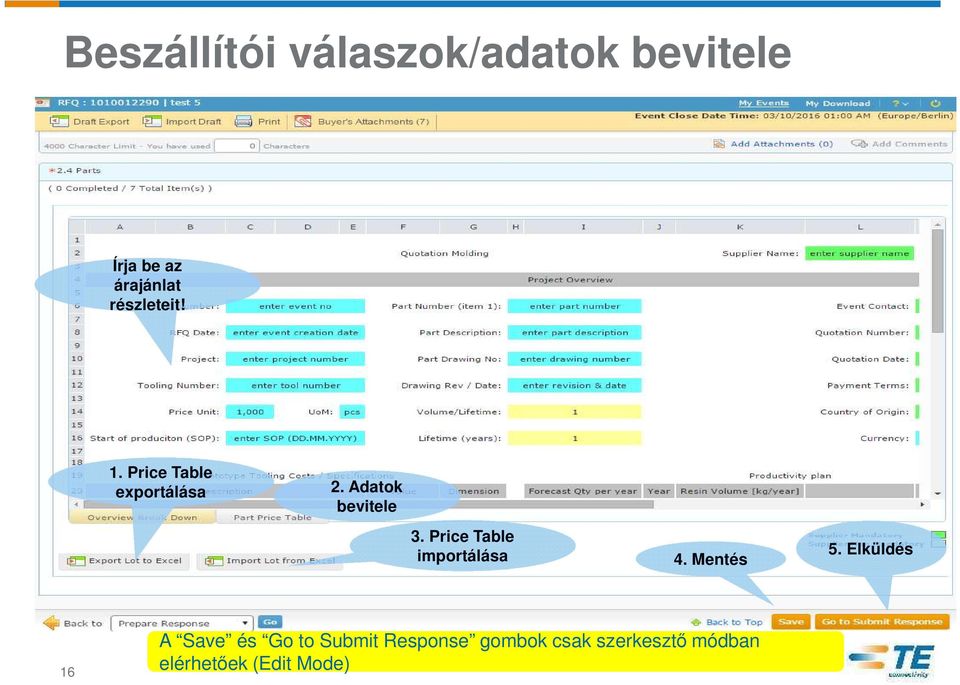 Price Table importálása 4. Mentés 5.