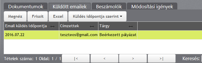 benyújtása, Beszámoló benyújtása, valamint itt tekinthetjük meg a rendszer részünkre küldött e-mail üzeneteit.