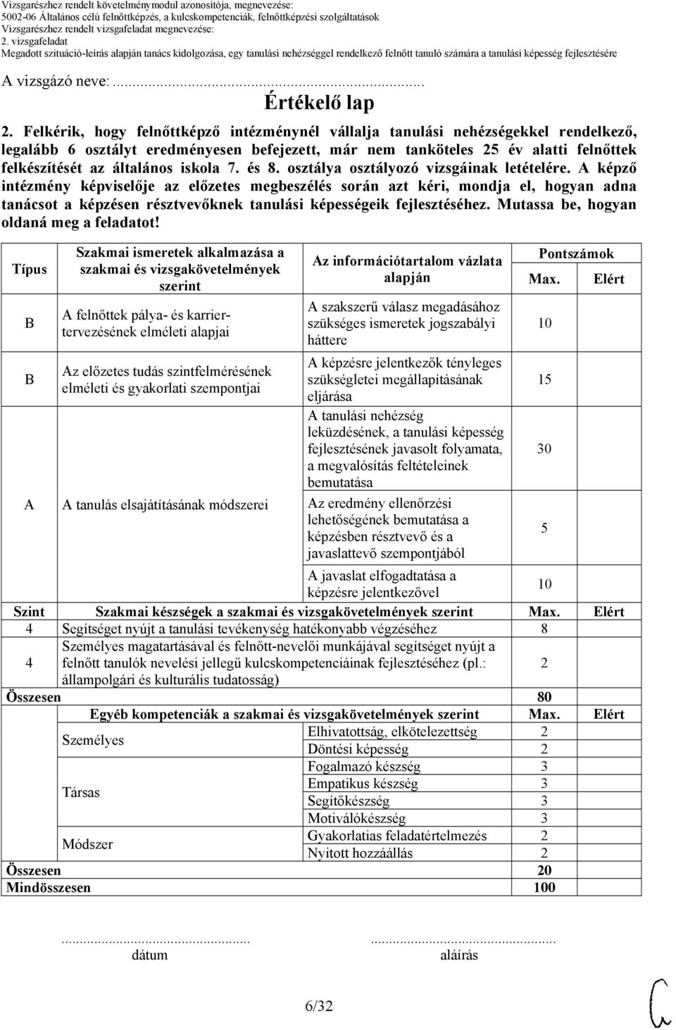 iskola 7. és 8. osztálya osztályozó vizsgáinak letételére.