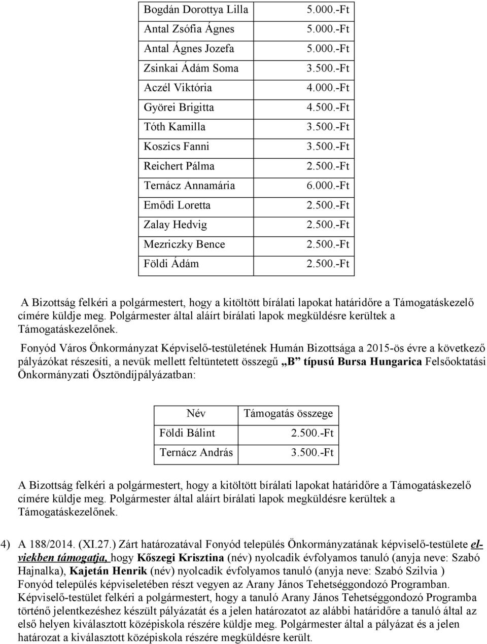 Polgármester által aláírt bírálati lapok megküldésre kerültek a Támogatáskezelőnek.