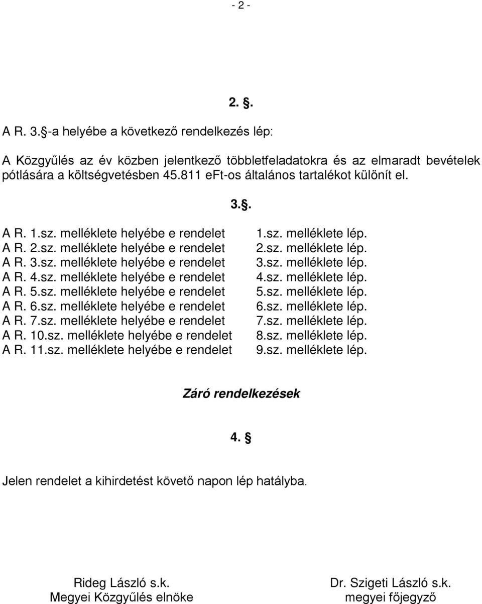 sz. melléklete helyébe e rendelet A R. 6.sz. melléklete helyébe e rendelet A R. 7.sz. melléklete helyébe e rendelet A R. 10.sz. melléklete helyébe e rendelet A R. 11.sz. melléklete helyébe e rendelet 1.