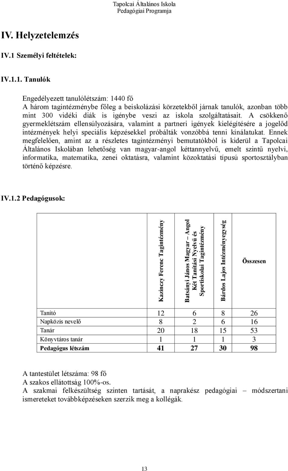 A csökkenő gyermeklétszám ellensúlyozására, valamint a partneri igények kielégítésére a jogelőd intézmények helyi speciális képzésekkel próbálták vonzóbbá tenni kínálatukat.