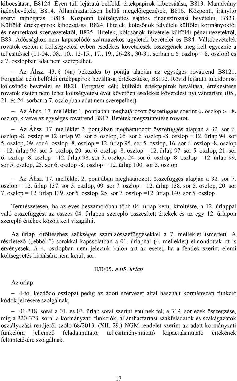 Hitelek, kölcsönök felvétele külföldi pénzintézetektől, B83. Adóssághoz nem kapcsolódó származékos ügyletek bevételei és B84.