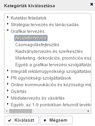 z űrlapon a gombra kattintva választható ki a költségtétel kategóriája. költségtétel kategóriája a gombra kattintva rögzíthető.