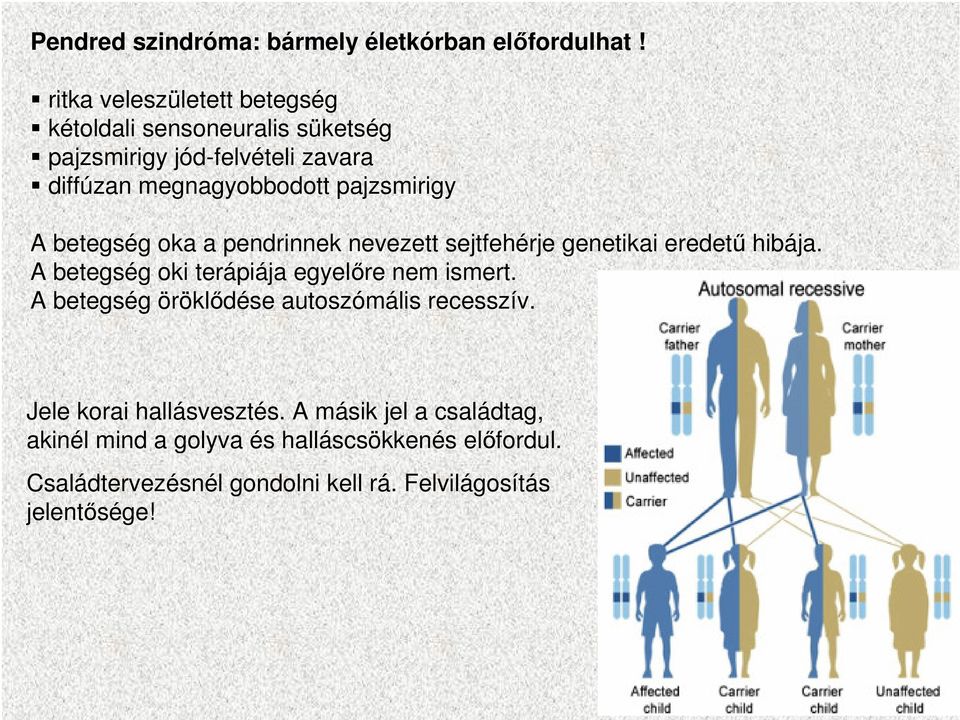 pajzsmirigy A betegség oka a pendrinnek nevezett sejtfehérje genetikai eredető hibája.