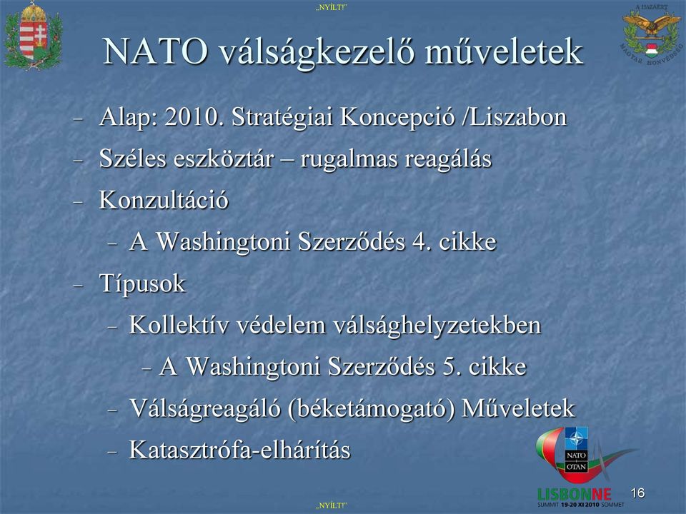 Konzultáció A Washingtoni Szerződés 4.