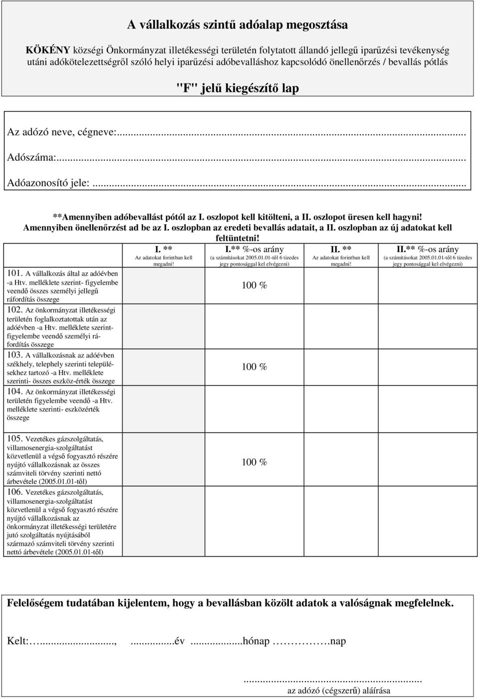 Az önkormányzat illetékességi területén foglalkoztatottak után az adóévben -a Htv. melléklete szerintfigyelembe veendő személyi ráfordítás összege 103.