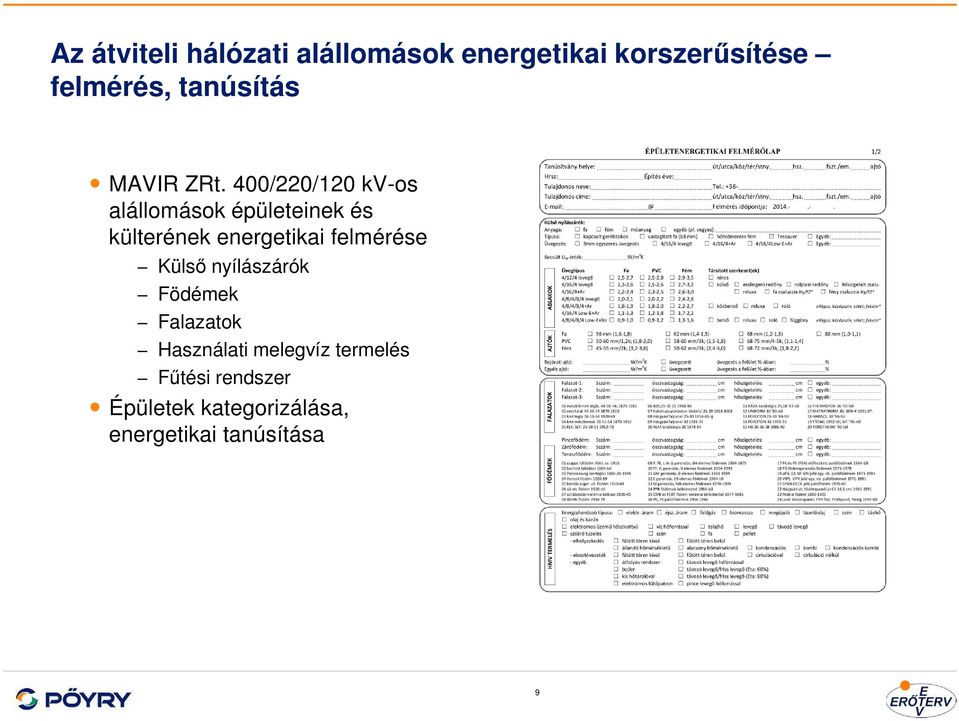 400/220/120 kv-os alállomások épületeinek és külterének energetikai