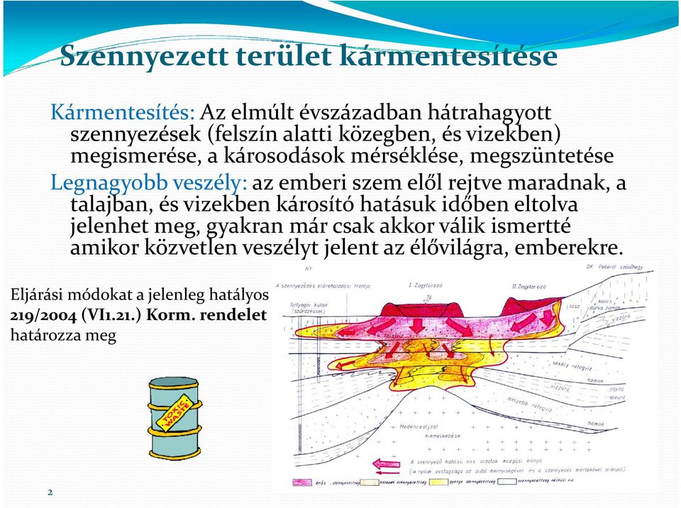 a talajban, és vizekben károsító hatásuk időben eltolva jelenhet meg, gyakran már csak akkor válik ismertté amikor közvetlen