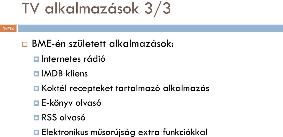 Koktél recepteket tartalmazó alkalmazás E-könyv