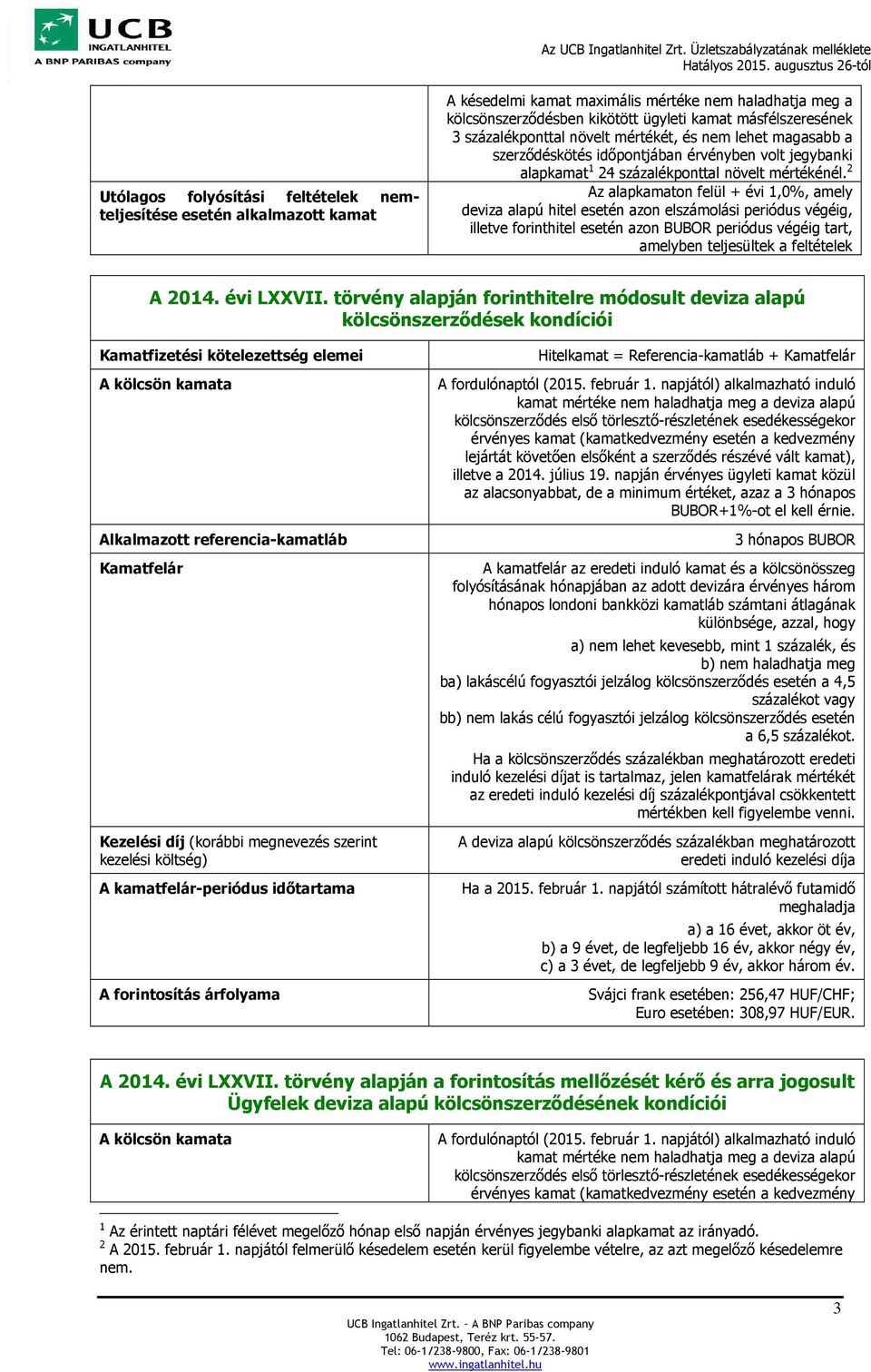 2 Az alapkamaton felül + évi 1,0%, amely deviza alapú hitel esetén azon elszámolási periódus végéig, illetve forinthitel esetén azon BUBOR periódus végéig tart, amelyben teljesültek a feltételek A