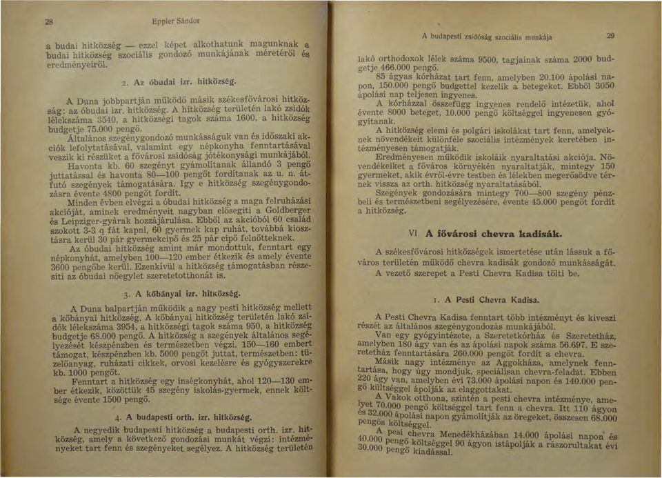 zó munkasaguk van es 1dosza,k1, akciók lefolytatásával, valammt egy nepkonyha fenntartasaval veszik ki részüket a fővárosi zsidóság jótékonysági munkájából. Havonta kb.