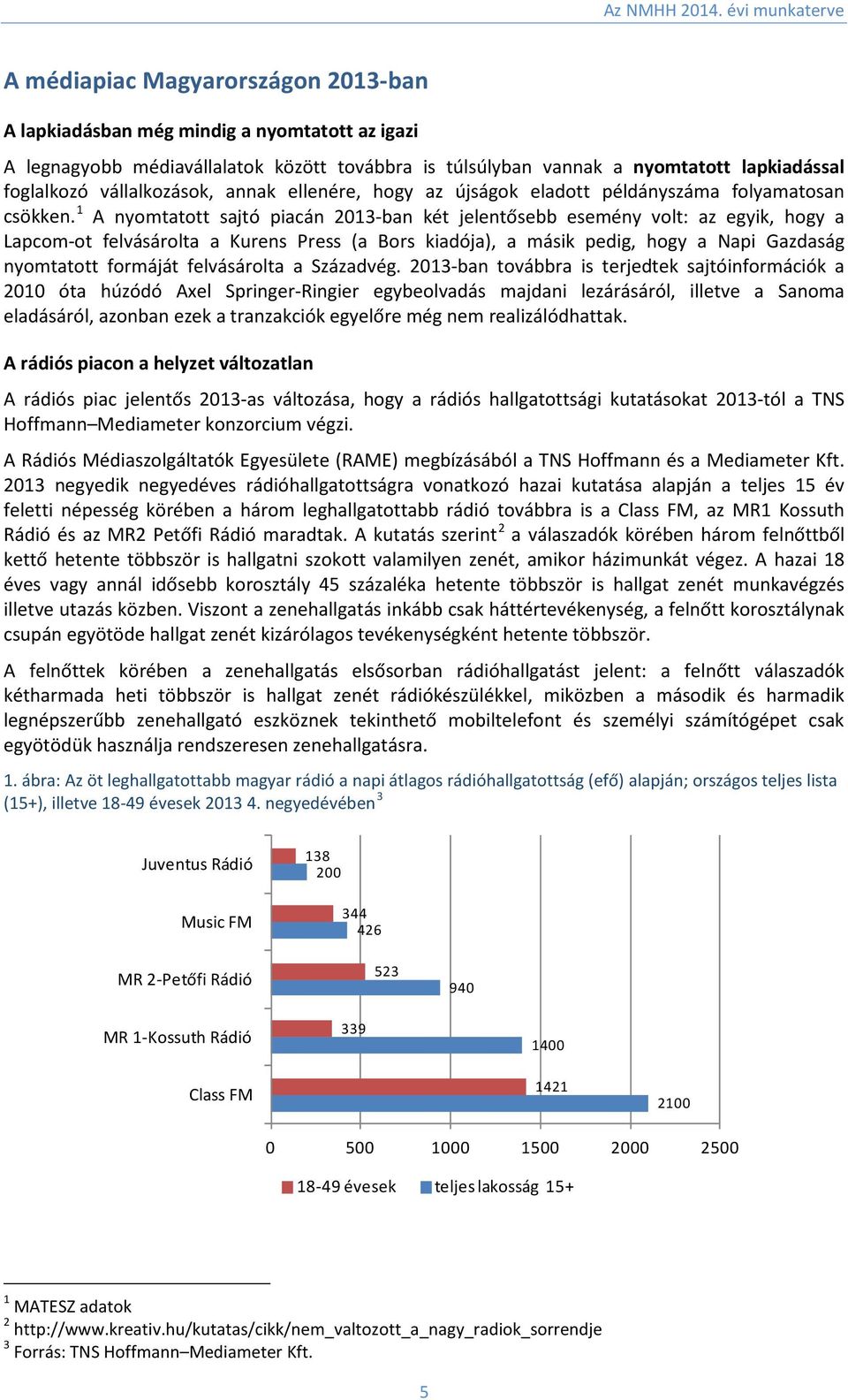 1 A nyomtatott sajtó piacán 2013-ban két jelentősebb esemény volt: az egyik, hogy a Lapcom-ot felvásárolta a Kurens Press (a Bors kiadója), a másik pedig, hogy a Napi Gazdaság nyomtatott formáját