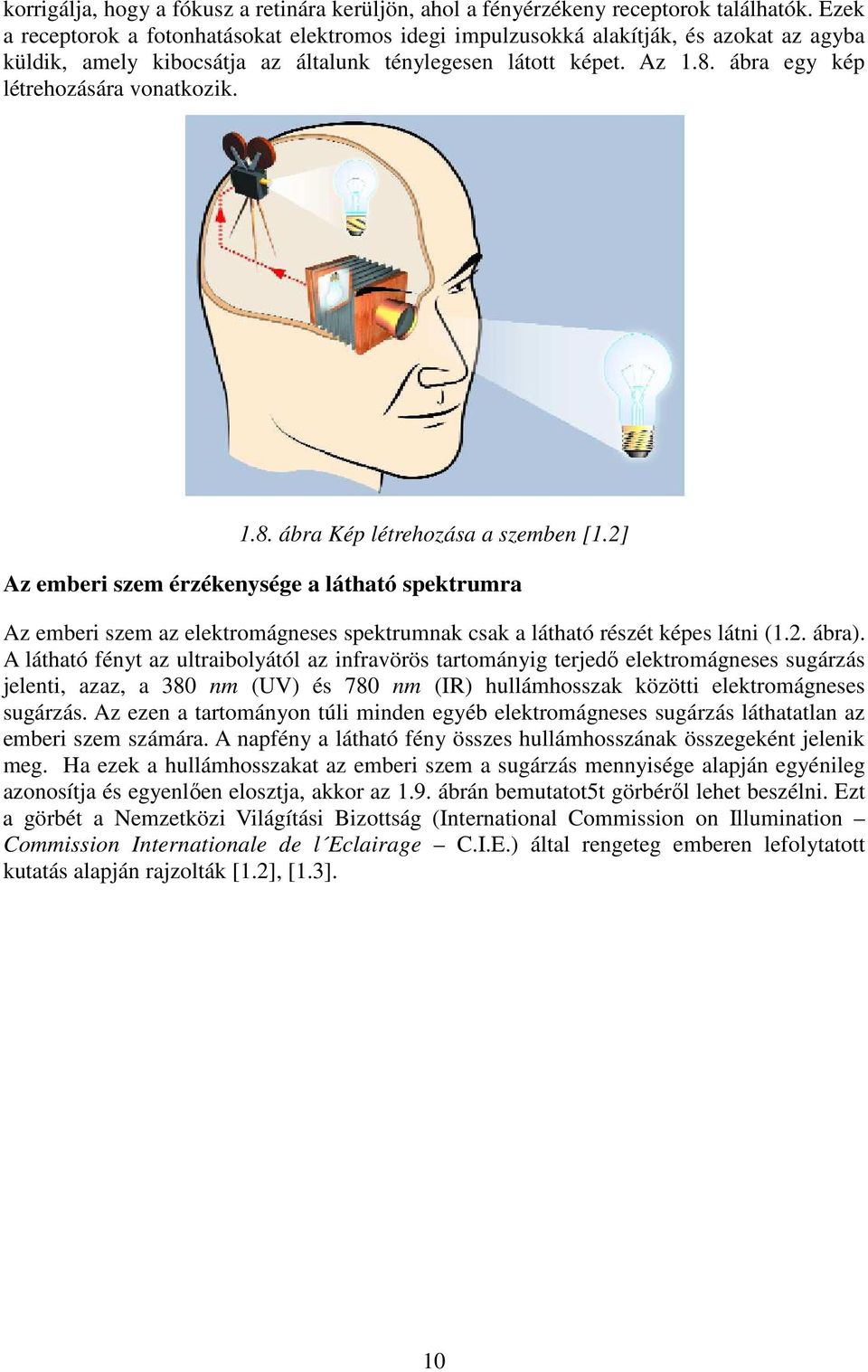 ábra egy kép létrehozására vonatkozik. 1.8. ábra Kép létrehozása a szemben [1.