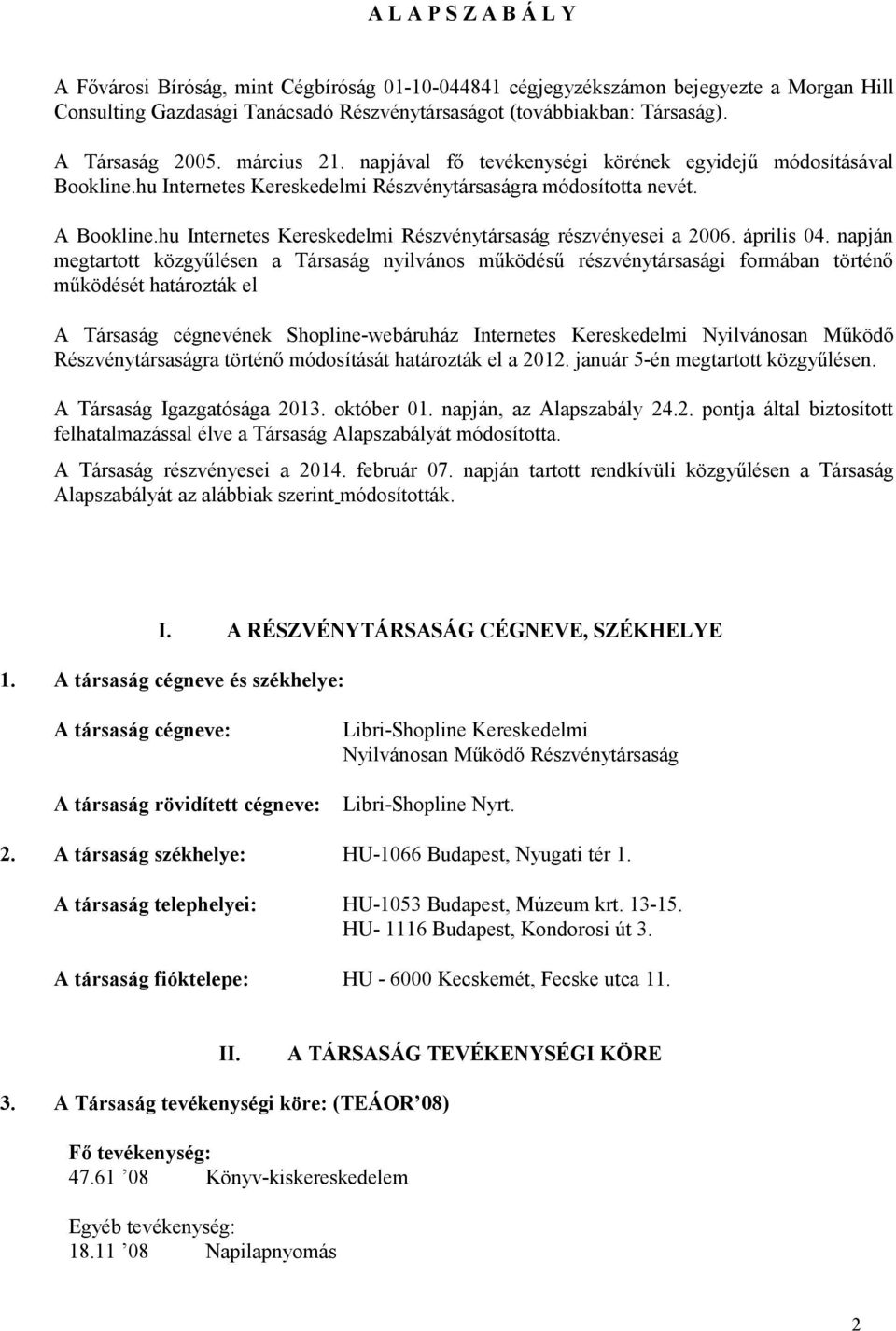 hu Internetes Kereskedelmi Részvénytársaság részvényesei a 2006. április 04.