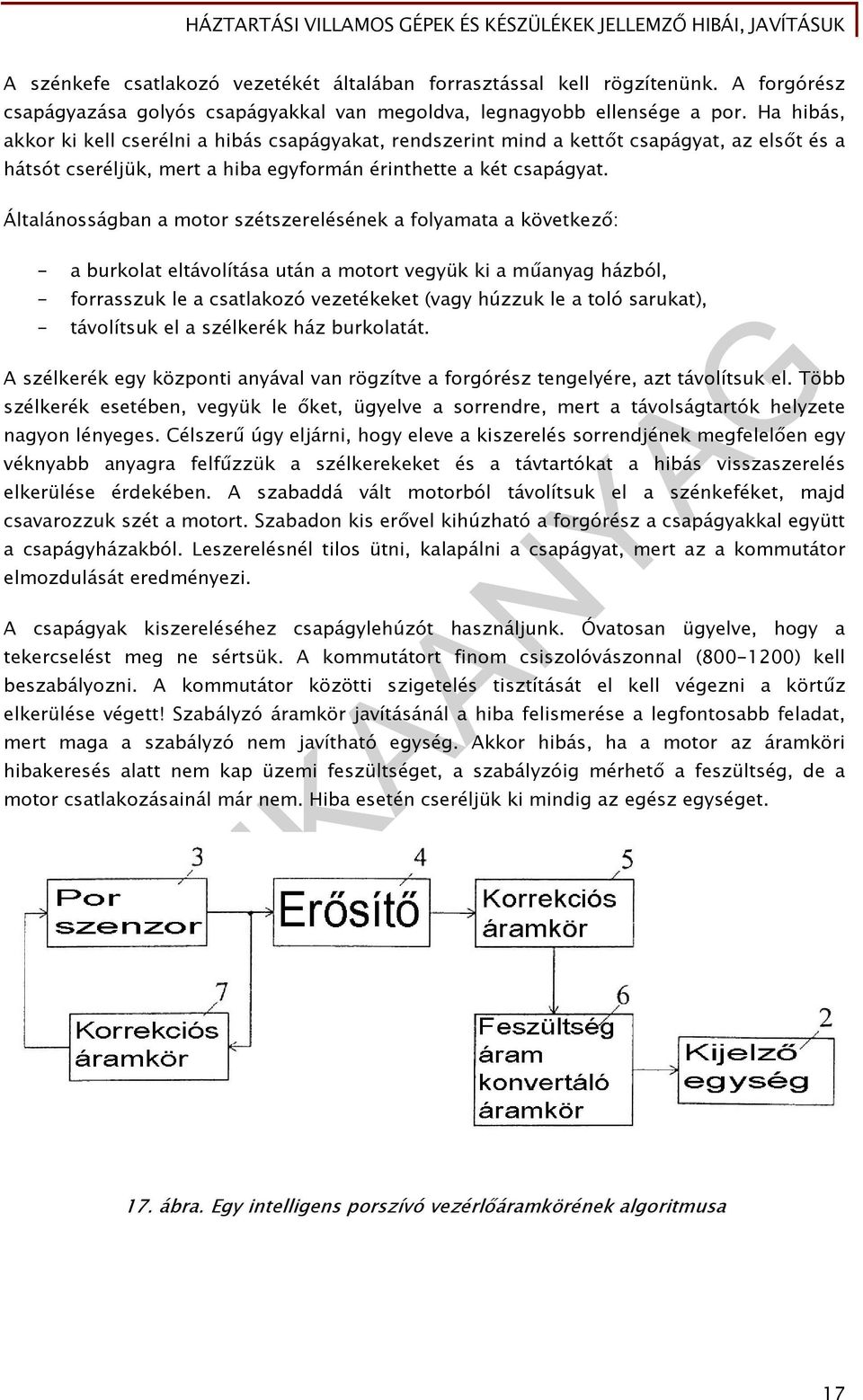 Általánosságban a motor szétszerelésének a folyamata a következő: - a burkolat eltávolítása után a motort vegyük ki a műanyag házból, - forrasszuk le a csatlakozó vezetékeket (vagy húzzuk le a toló