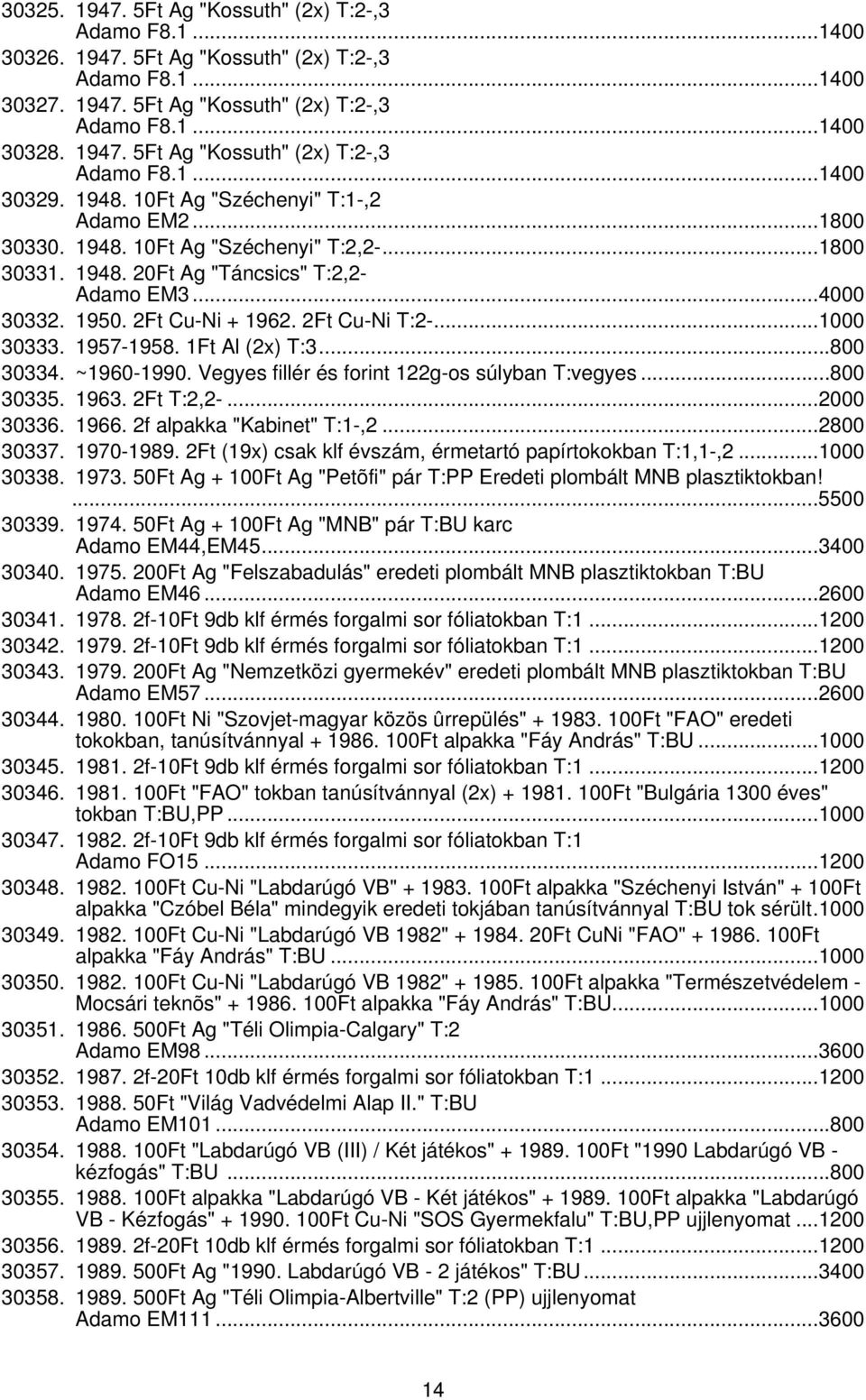 ..1000 30333. 1957-1958. 1Ft Al (2x) T:3...800 30334. ~1960-1990. Vegyes fillér és forint 122g-os súlyban T:vegyes...800 30335. 1963. 2Ft T:2,2-...2000 30336. 1966. 2f alpakka "Kabinet" T:1-,2.