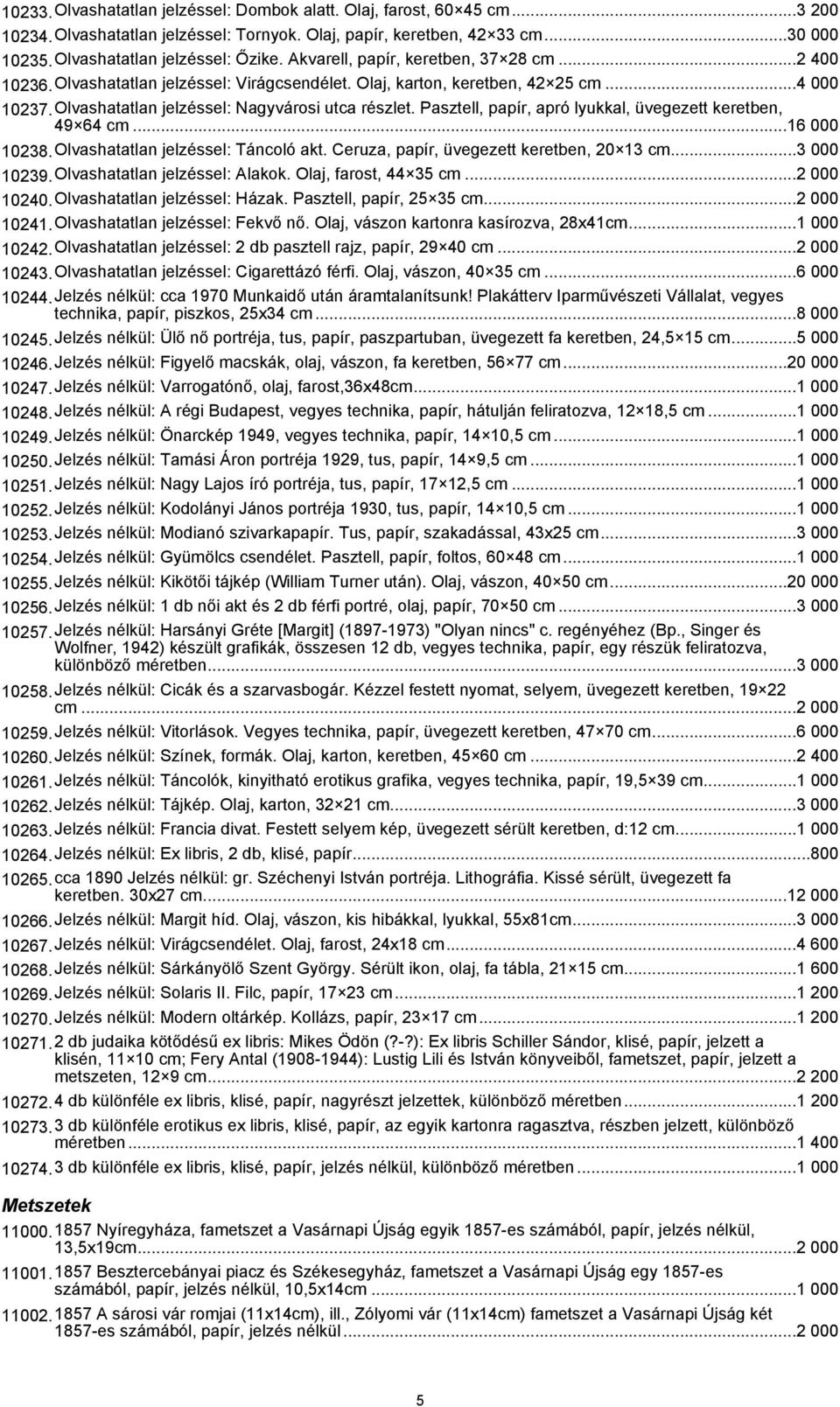 Pasztell, papír, apró lyukkal, üvegezett keretben, 49 64 cm...16 000 10238.Olvashatatlan jelzéssel: Táncoló akt. Ceruza, papír, üvegezett keretben, 20 13 cm...3 000 10239.