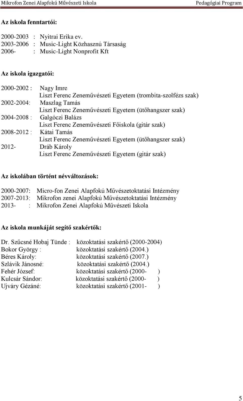 Tamás Liszt Ferenc Zeneművészeti Egyetem (ütőhangszer szak) 2004-2008 : Galgóczi Balázs Liszt Ferenc Zeneművészeti Főiskola (gitár szak) 2008-2012 : Kátai Tamás Liszt Ferenc Zeneművészeti Egyetem