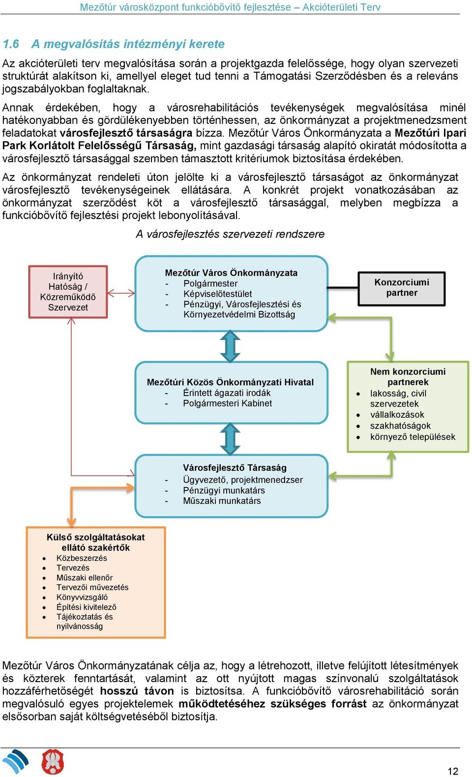 Annak érdekében, hogy a városrehabilitációs tevékenységek megvalósítása minél hatékonyabban és gördülékenyebben történhessen, az önkormányzat a projektmenedzsment feladatokat városfejlesztő