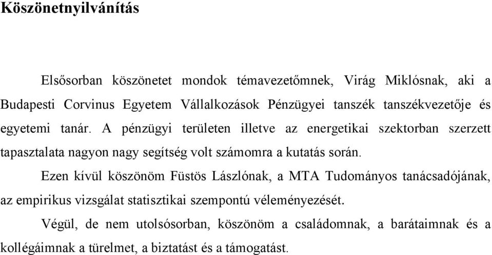 A pénzügyi területen illetve az energetikai szektorban szerzett tapasztalata nagyon nagy segítség volt számomra a kutatás során.