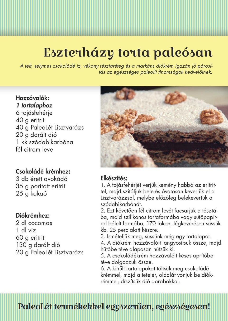 Diókrémhez: 2 dl cocomas 1 dl víz 60 g eritrit 130 g darált dió 20 g PaleoLét Lisztvarázs 1.