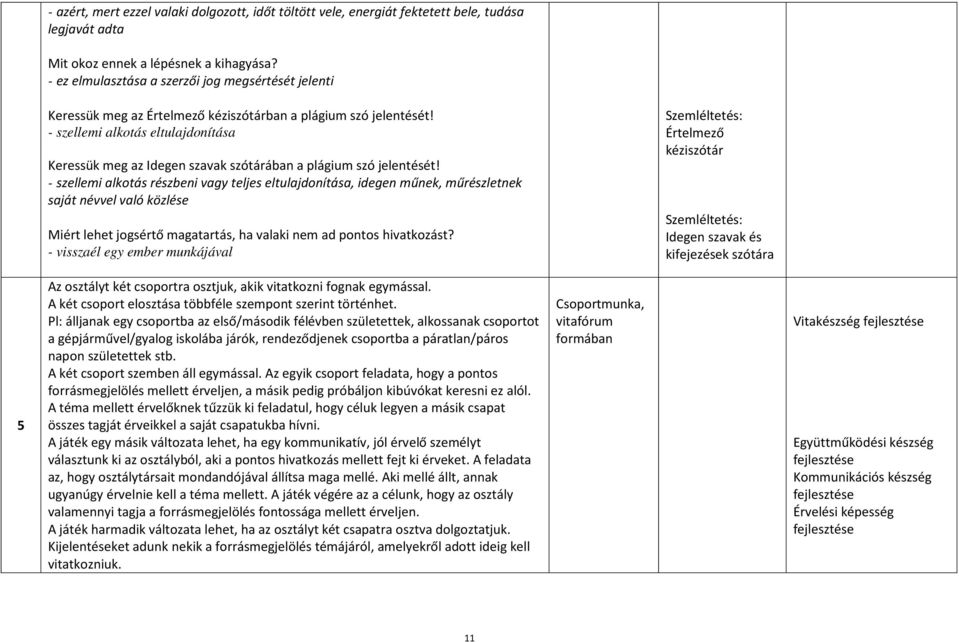 - szellemi alkotás eltulajdonítása Keressük meg az Idegen szavak szótárában a plágium szó jelentését!