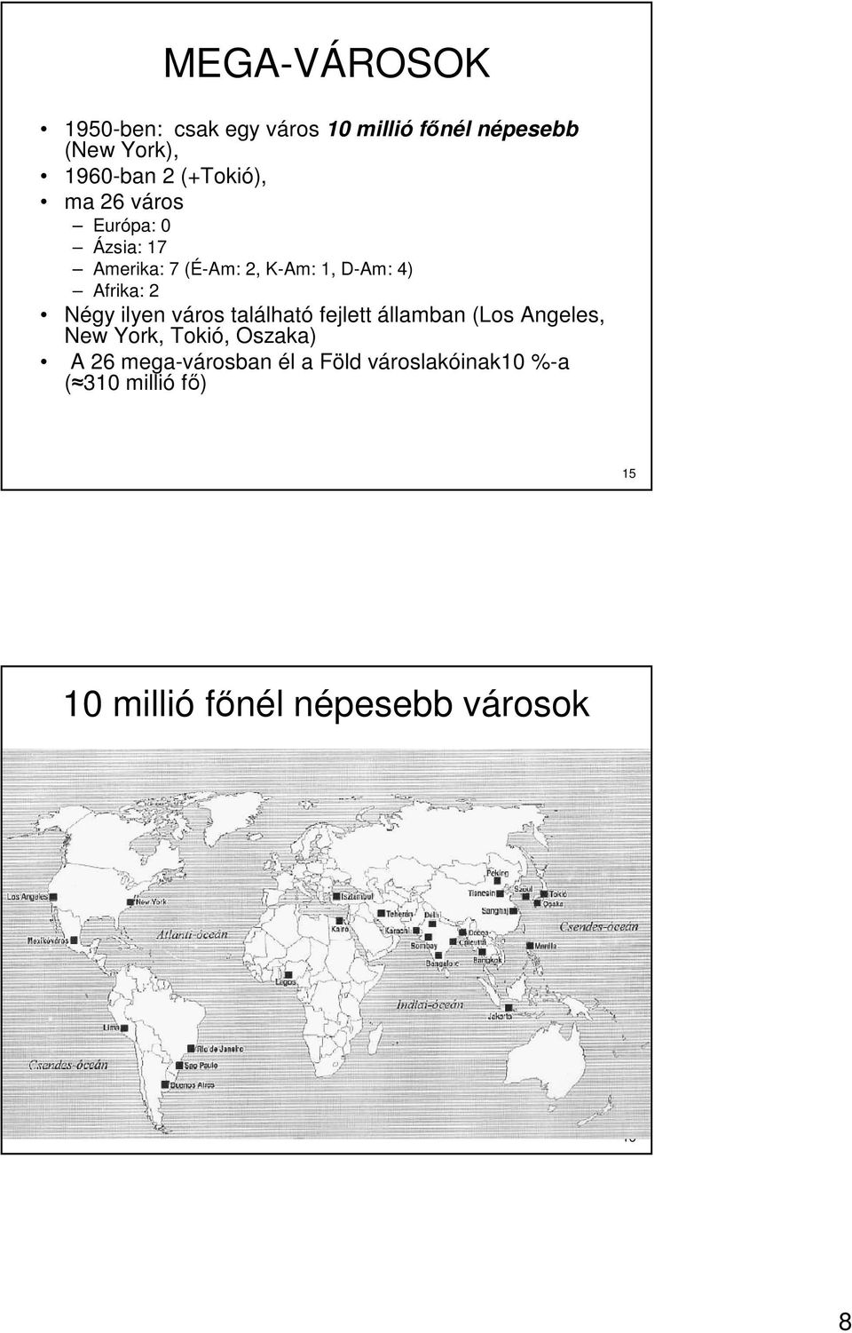 Négy ilyen város található fejlett államban (Los Angeles, New York, Tokió, Oszaka) A 26