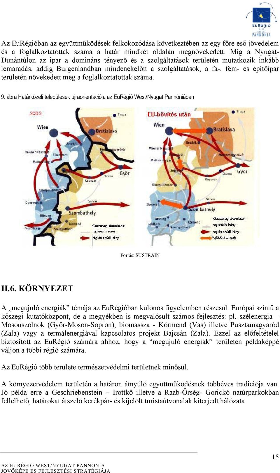 növekedett meg a foglalkoztatottak száma. 9. ábra Határközeli települések újraorientációja az EuRégió West/Nyugat Pannóniában Forrás: SUSTRAIN II.6.