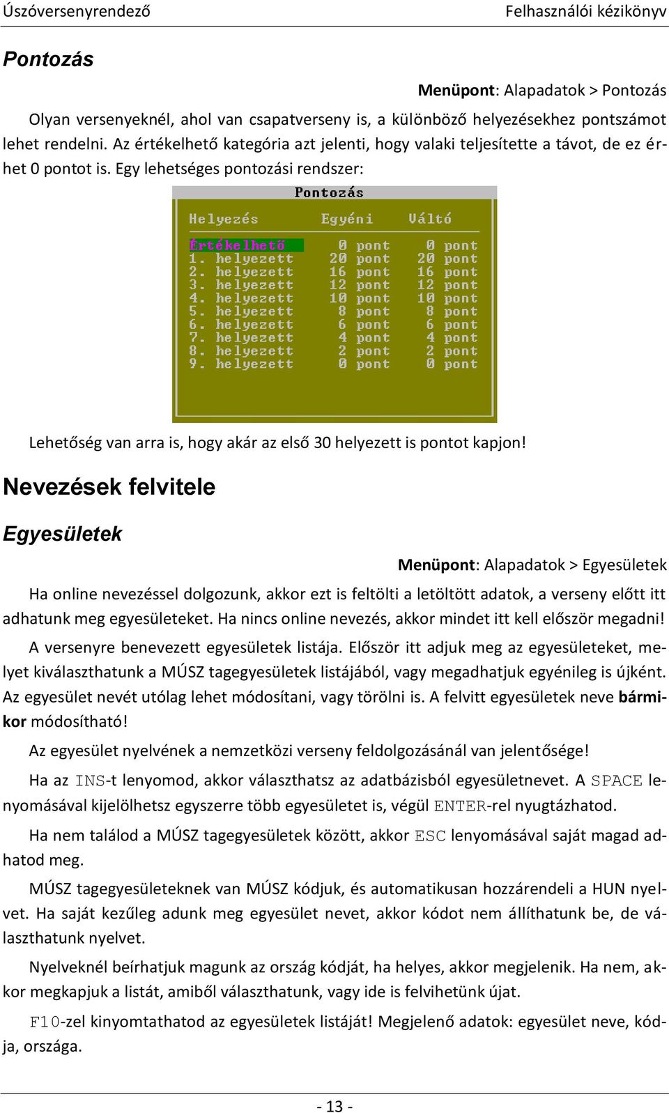 Egy lehetséges pontozási rendszer: Lehetőség van arra is, hogy akár az első 30 helyezett is pontot kapjon!