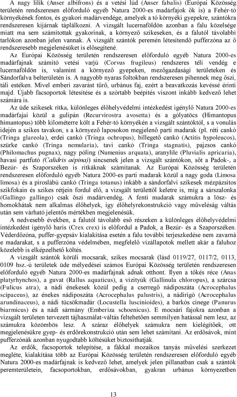 A vizsgált lucernaföldön azonban a falu közelsége miatt ma sem számítottak gyakorinak, a környező szikeseken, és a falutól távolabbi tarlókon azonban jelen vannak.